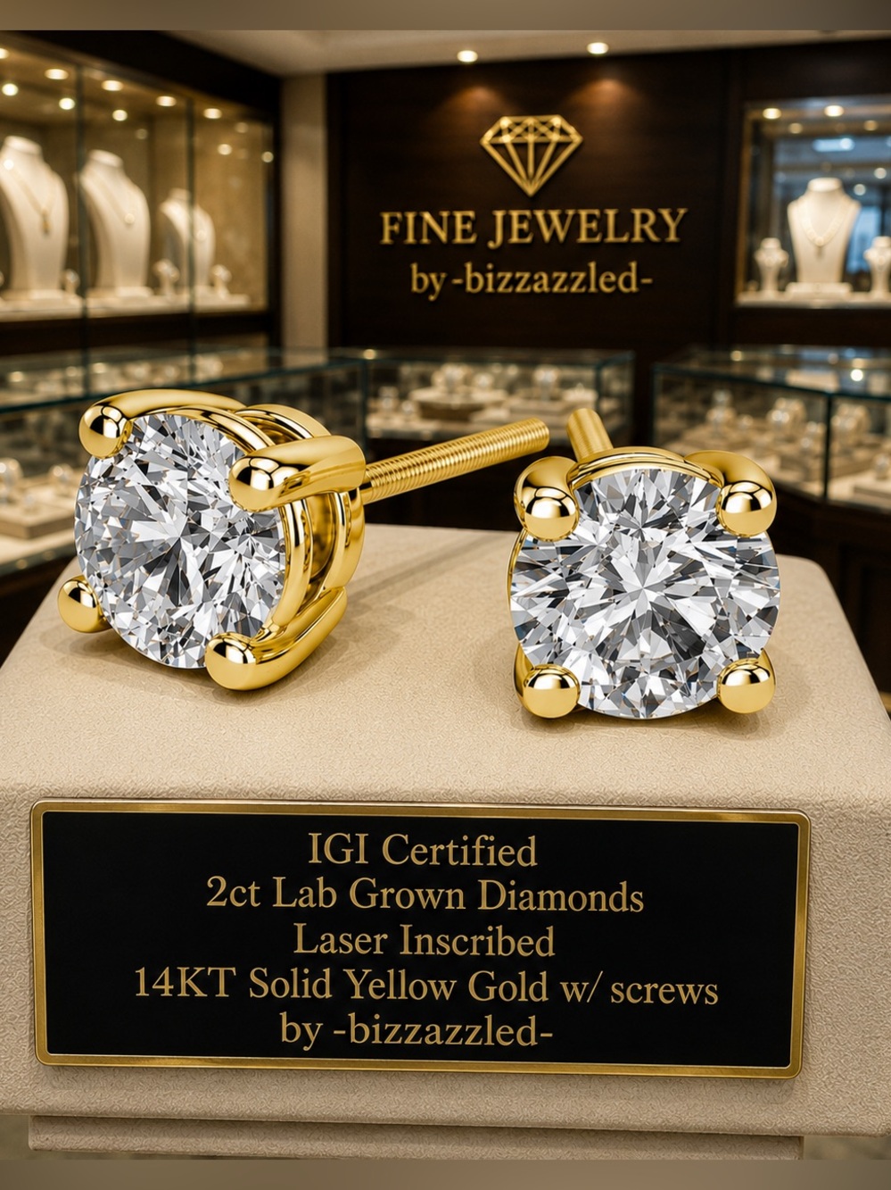 14k- IGI Diamonds Certified Lab Grown Solid Yellow Gold 14k